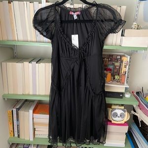 Urban Outfitters black dress, sheer short sleeves, small